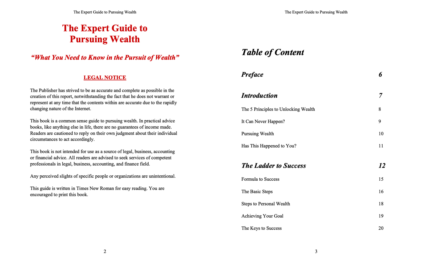 The Expert Guide to Pursuing Wealth E-Book/PDF